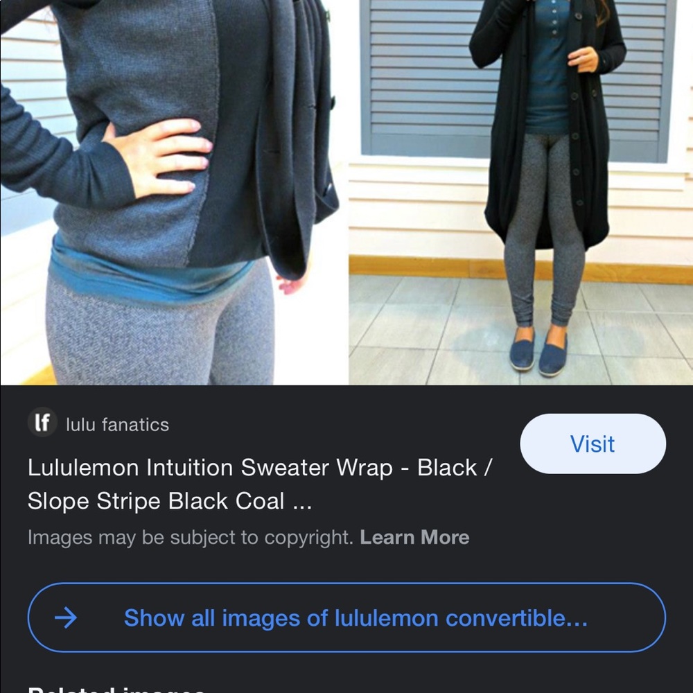 Lululemon Intuition Sweater Wrap Size 6 small medium Convertible Vest